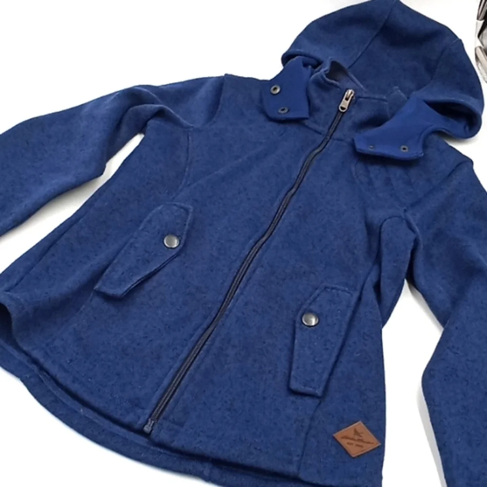 Eddie Bauer Hooded‎ Knit Full Zip Jacket Blue XS